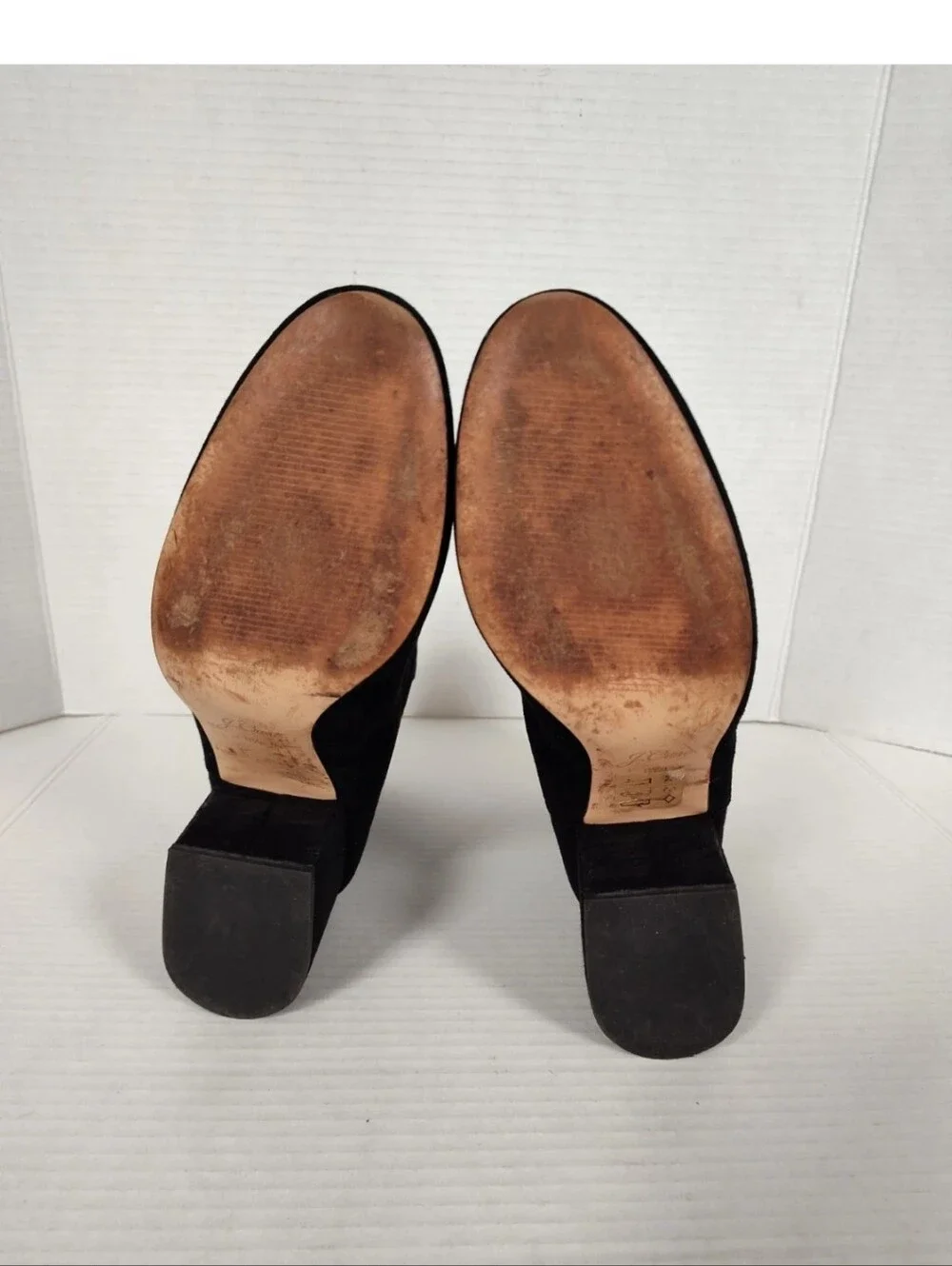 J.Crew Sadie Black Suede Block Heel Ankle Boots K0055 Almond Toe Womens 8.5